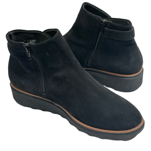 Clark’s Collection Spring “Sharon” Black Leather Suede Ankle Boots Size 9.5 - Picture 9 of 9